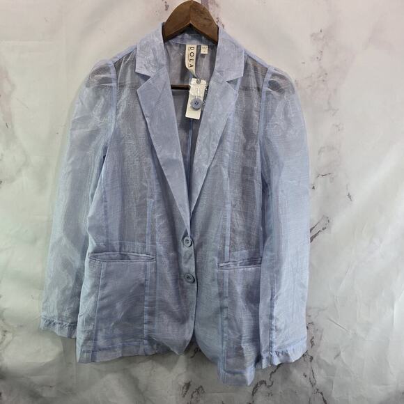 Anthropologie Blazer Womens Medium Blue Periwinkle Sheer Formal Jacket Dolan - Picture 1 of 13